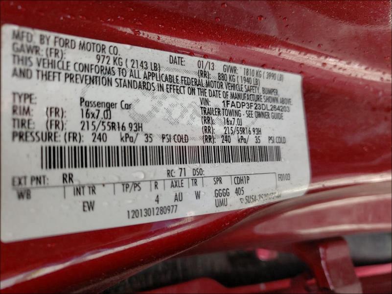 Photo 9 VIN: 1FADP3F23DL264203 - FORD FOCUS 