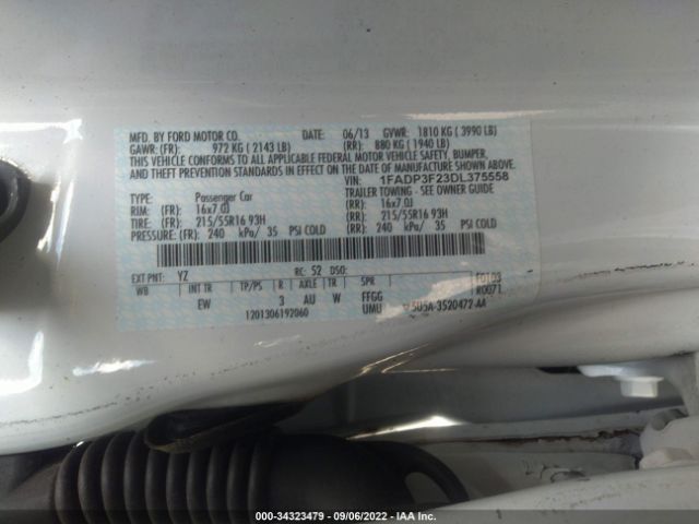 Photo 8 VIN: 1FADP3F23DL375558 - FORD FOCUS 