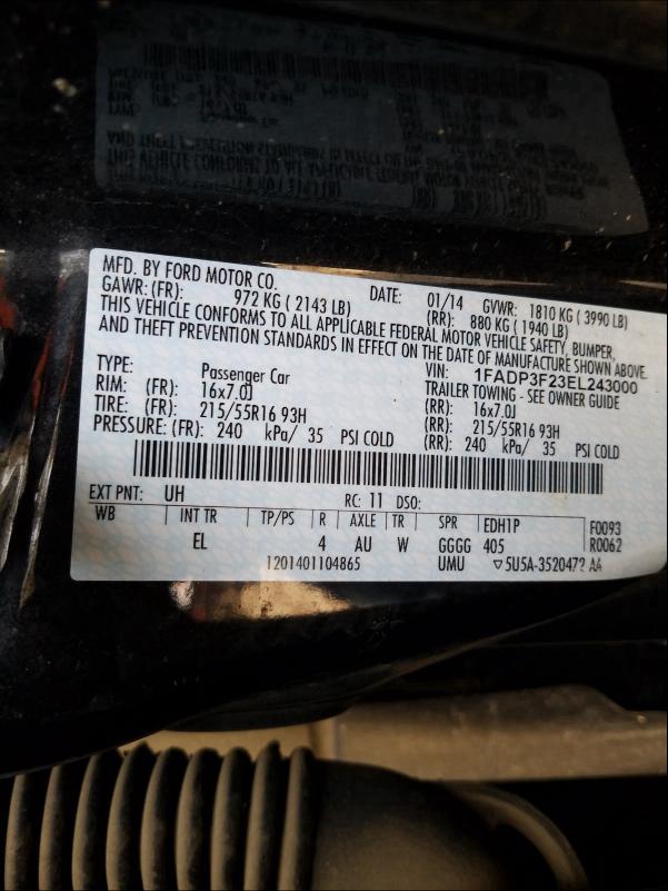 Photo 9 VIN: 1FADP3F23EL243000 - FORD FOCUS SE 