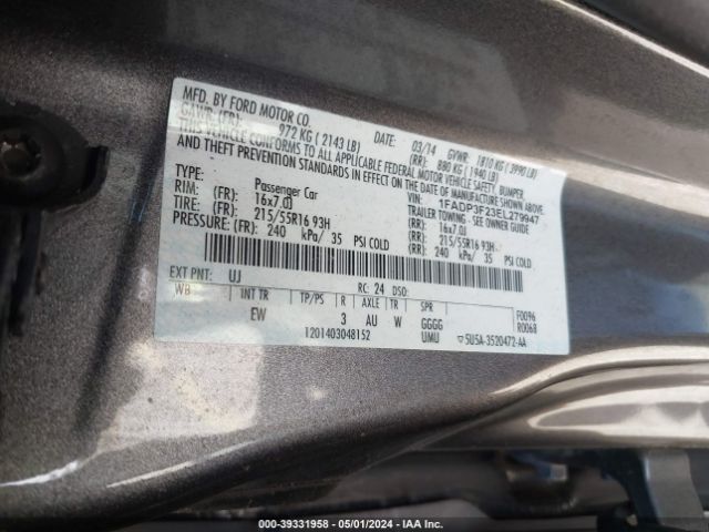 Photo 8 VIN: 1FADP3F23EL279947 - FORD FOCUS 