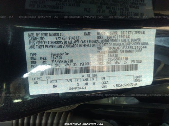 Photo 8 VIN: 1FADP3F23EL316544 - FORD FOCUS 