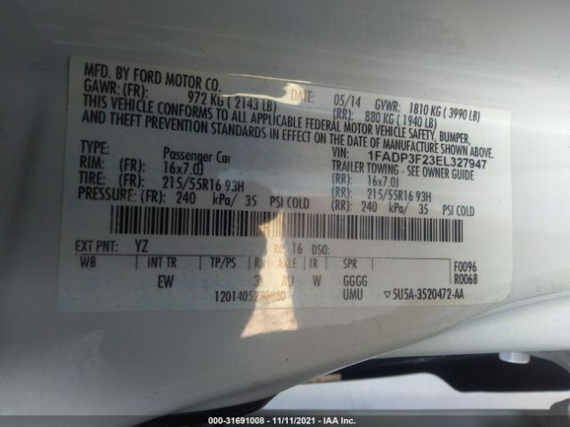 Photo 8 VIN: 1FADP3F23EL327947 - FORD FOCUS 