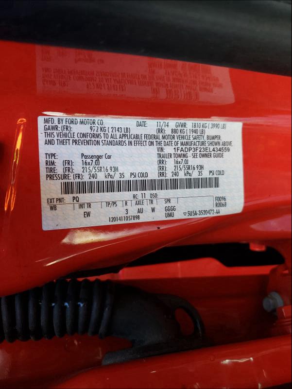 Photo 9 VIN: 1FADP3F23EL434559 - FORD FOCUS SE 