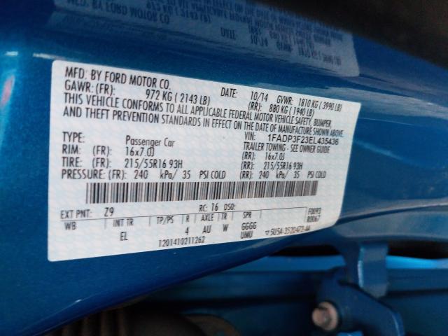 Photo 9 VIN: 1FADP3F23EL435436 - FORD FOCUS SE 