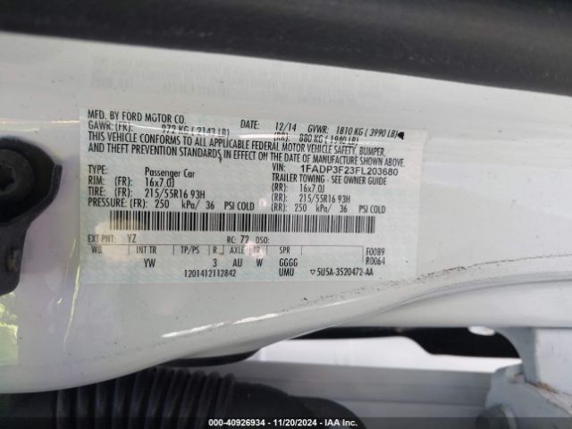 Photo 8 VIN: 1FADP3F23FL203680 - FORD FOCUS 