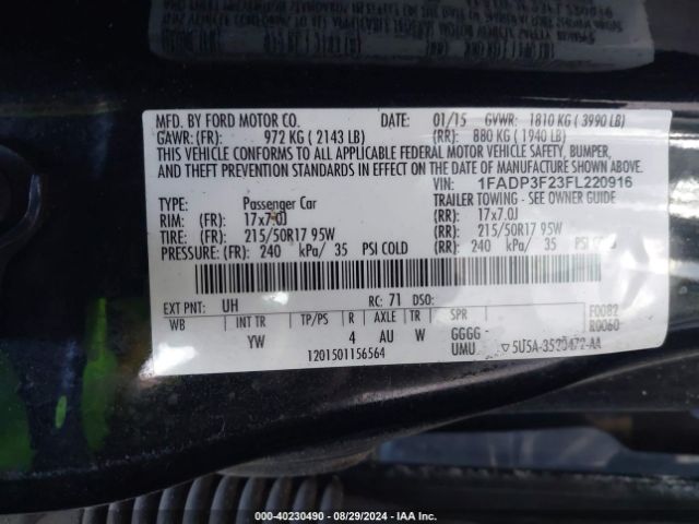 Photo 8 VIN: 1FADP3F23FL220916 - FORD FOCUS 