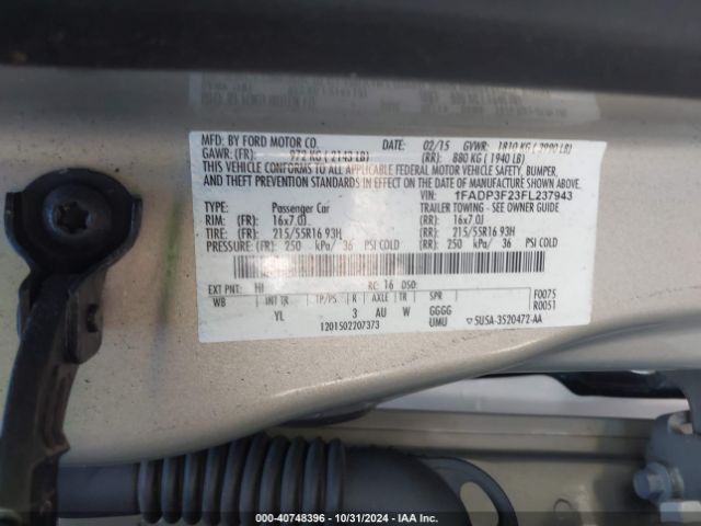 Photo 8 VIN: 1FADP3F23FL237943 - FORD FOCUS 