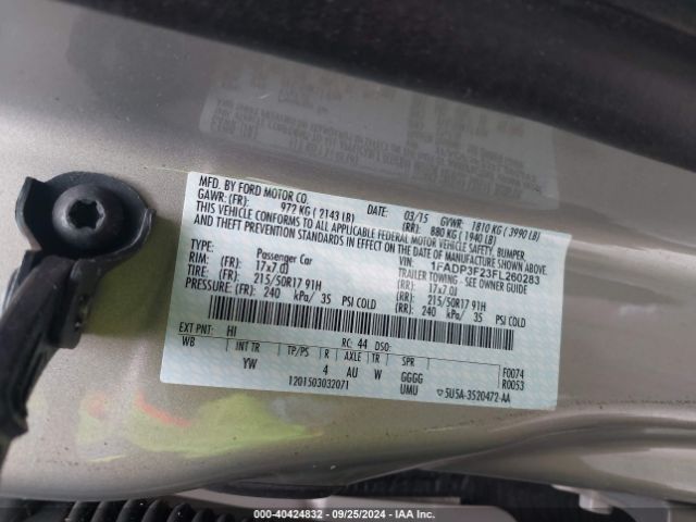 Photo 8 VIN: 1FADP3F23FL260283 - FORD FOCUS 