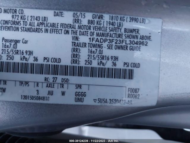 Photo 8 VIN: 1FADP3F23FL304962 - FORD FOCUS 