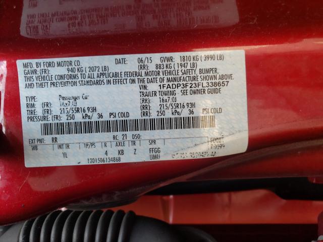 Photo 9 VIN: 1FADP3F23FL338657 - FORD FOCUS SE 