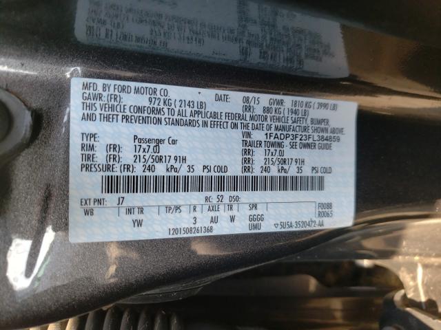 Photo 9 VIN: 1FADP3F23FL384859 - FORD FOCUS SE 