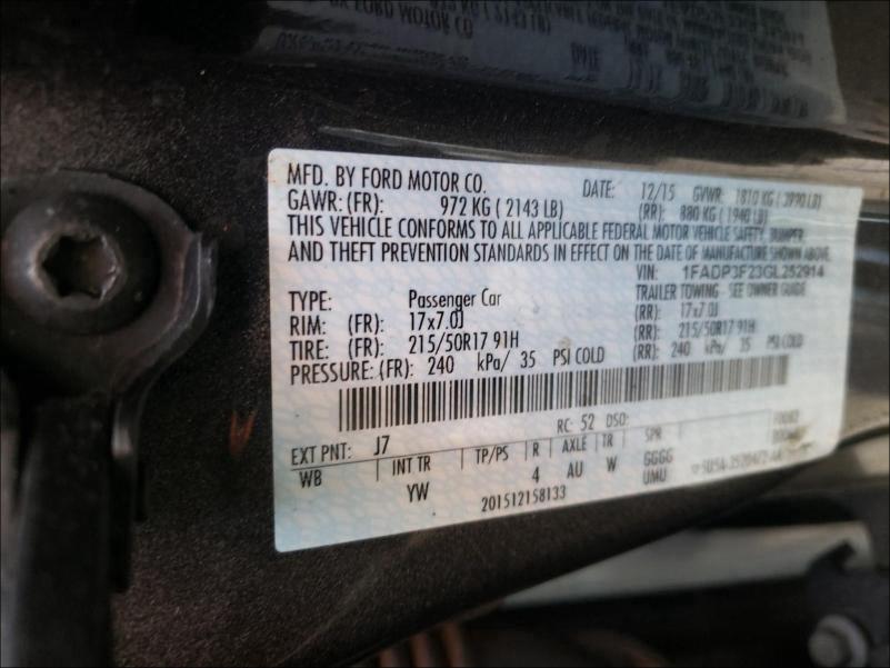 Photo 9 VIN: 1FADP3F23GL252914 - FORD FOCUS SE 