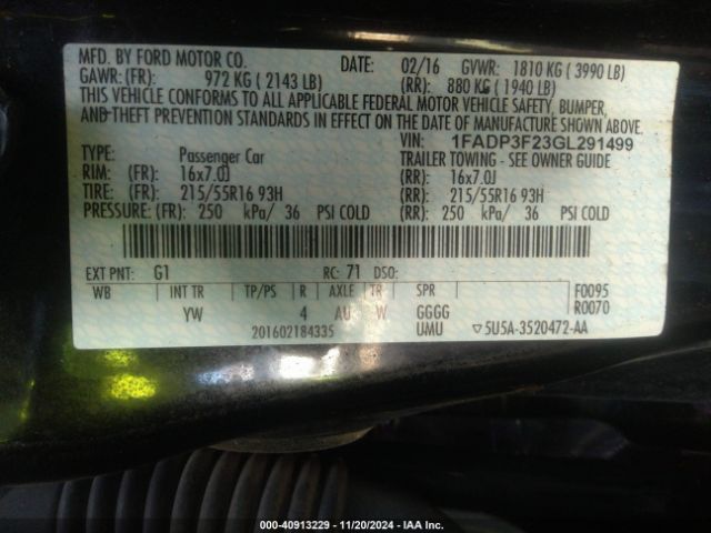 Photo 8 VIN: 1FADP3F23GL291499 - FORD FOCUS 