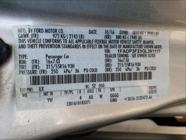 Photo 9 VIN: 1FADP3F23GL391117 - FORD FOCUS SE 