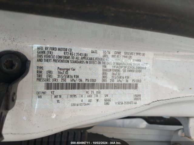 Photo 8 VIN: 1FADP3F23GL396933 - FORD FOCUS 