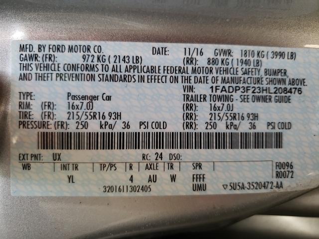 Photo 9 VIN: 1FADP3F23HL208476 - FORD FOCUS SE 