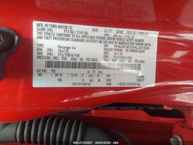 Photo 8 VIN: 1FADP3F23HL231529 - FORD FOCUS 