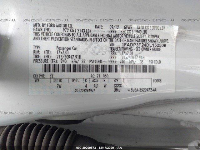 Photo 8 VIN: 1FADP3F24DL152509 - FORD FOCUS 