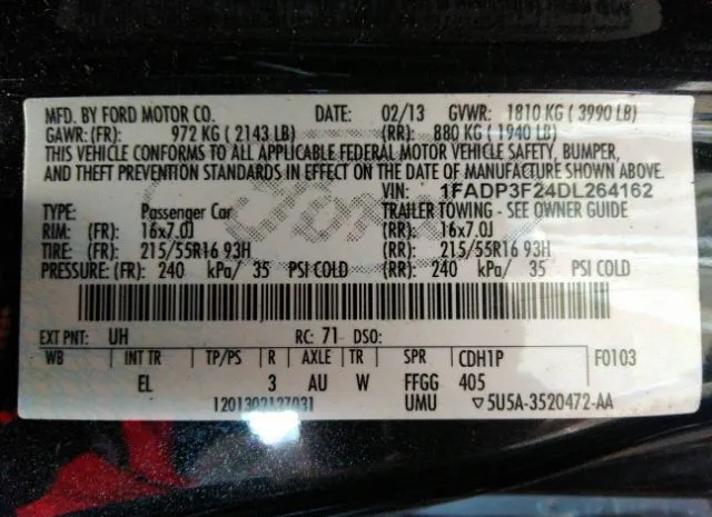 Photo 8 VIN: 1FADP3F24DL264162 - FORD FOCUS 