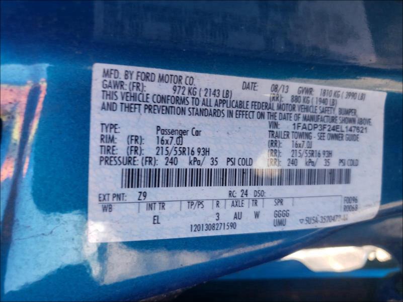 Photo 9 VIN: 1FADP3F24EL147621 - FORD FOCUS SE 