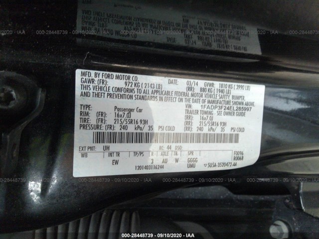 Photo 8 VIN: 1FADP3F24EL285997 - FORD FOCUS 