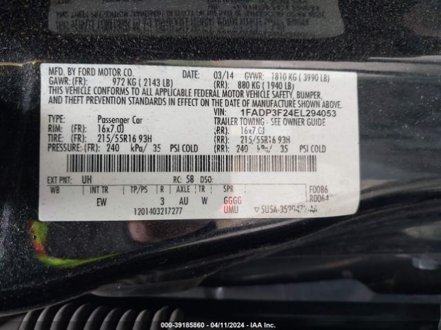 Photo 8 VIN: 1FADP3F24EL294053 - FORD FOCUS 