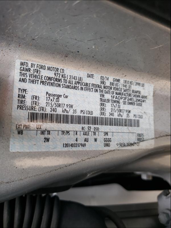 Photo 9 VIN: 1FADP3F24EL296241 - FORD FOCUS SE 