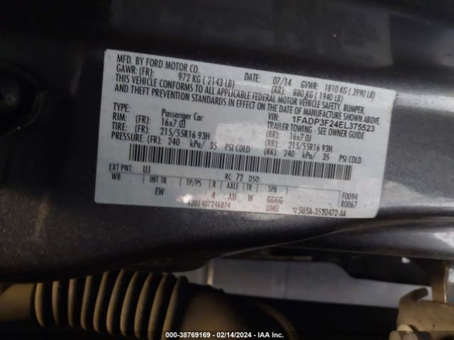 Photo 8 VIN: 1FADP3F24EL375523 - FORD FOCUS 