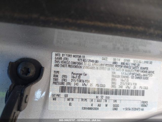 Photo 8 VIN: 1FADP3F24EL389793 - FORD FOCUS 