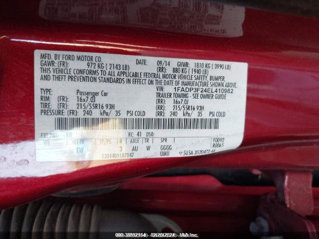 Photo 8 VIN: 1FADP3F24EL410982 - FORD FOCUS 