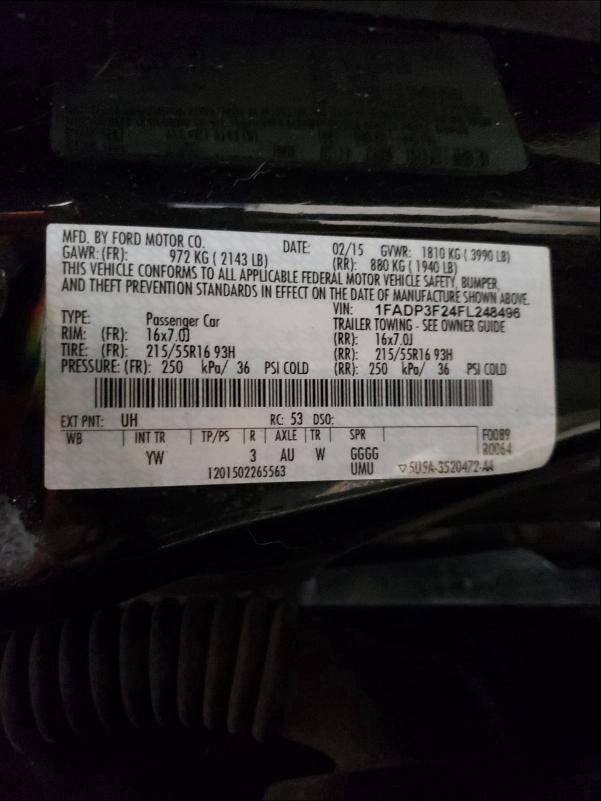 Photo 9 VIN: 1FADP3F24FL248496 - FORD FOCUS SE 