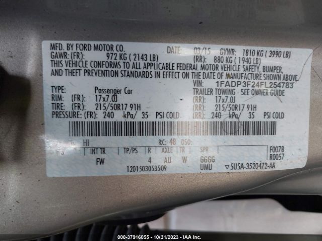 Photo 8 VIN: 1FADP3F24FL254783 - FORD FOCUS 