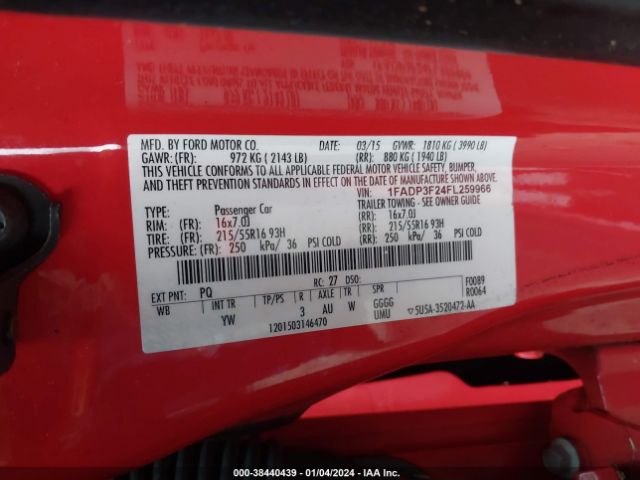 Photo 8 VIN: 1FADP3F24FL259966 - FORD FOCUS 