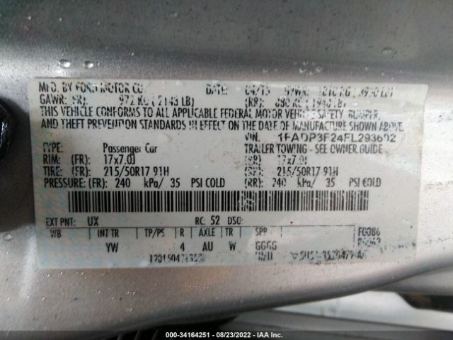 Photo 8 VIN: 1FADP3F24FL293602 - FORD FOCUS 