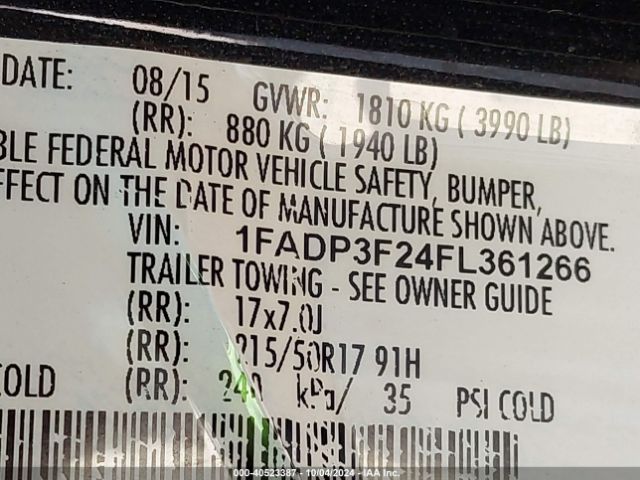 Photo 8 VIN: 1FADP3F24FL361266 - FORD FOCUS 