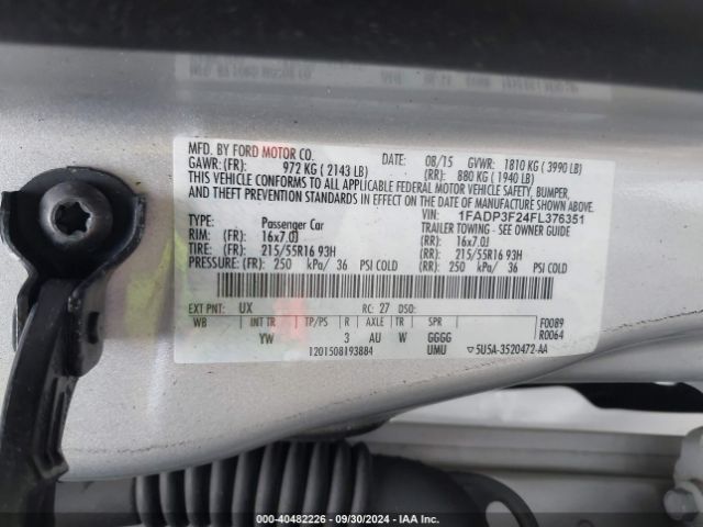 Photo 8 VIN: 1FADP3F24FL376351 - FORD FOCUS 