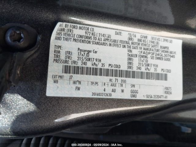 Photo 8 VIN: 1FADP3F24GL307645 - FORD FOCUS 