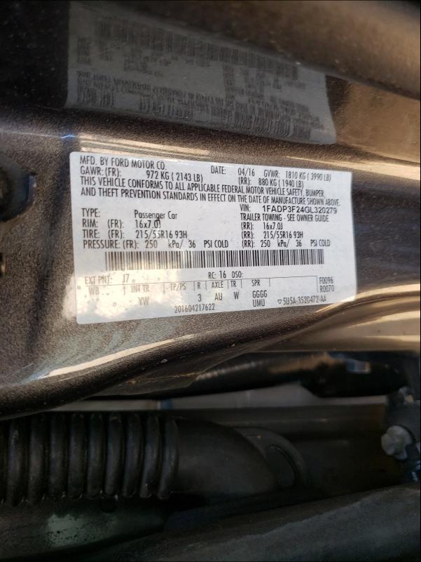 Photo 9 VIN: 1FADP3F24GL320279 - FORD FOCUS SE 