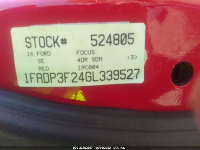 Photo 8 VIN: 1FADP3F24GL339527 - FORD FOCUS 