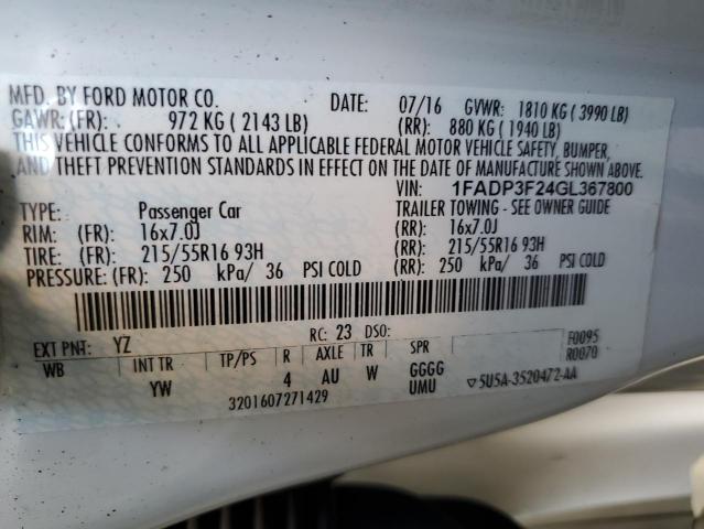 Photo 9 VIN: 1FADP3F24GL367800 - FORD FOCUS SE 