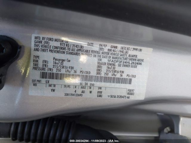 Photo 8 VIN: 1FADP3F24HL262496 - FORD FOCUS 