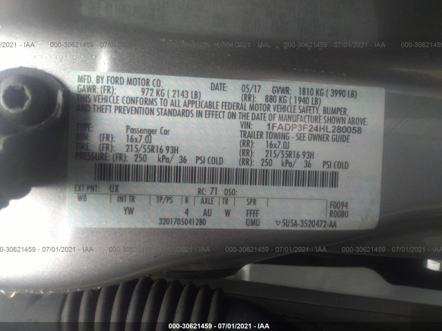 Photo 8 VIN: 1FADP3F24HL280058 - FORD FOCUS 