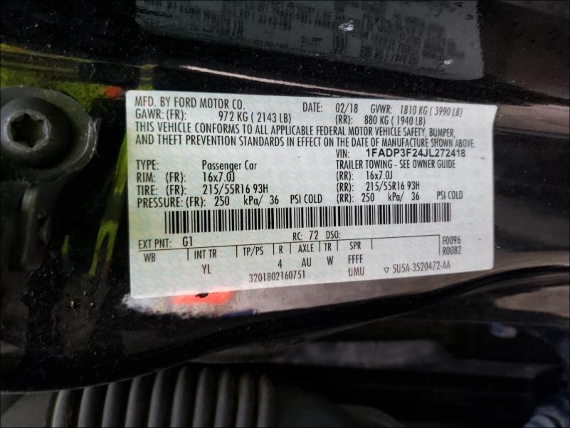 Photo 9 VIN: 1FADP3F24JL272418 - FORD FOCUS SE 