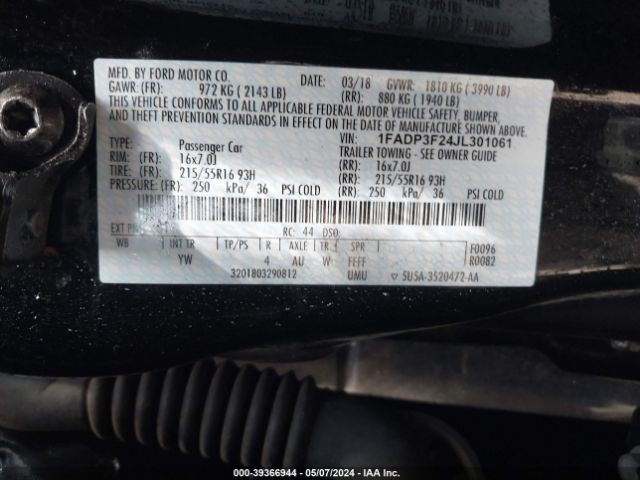 Photo 8 VIN: 1FADP3F24JL301061 - FORD FOCUS 