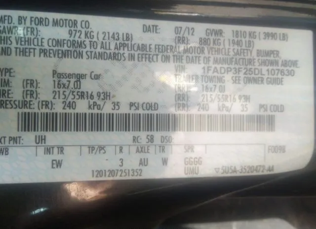 Photo 8 VIN: 1FADP3F25DL107630 - FORD FOCUS 