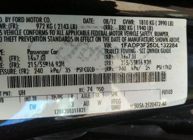 Photo 8 VIN: 1FADP3F25DL132284 - FORD FOCUS 