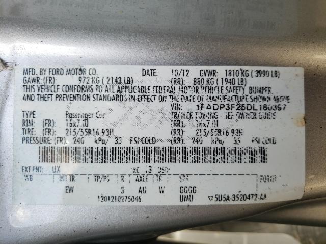 Photo 9 VIN: 1FADP3F25DL180397 - FORD FOCUS SE 