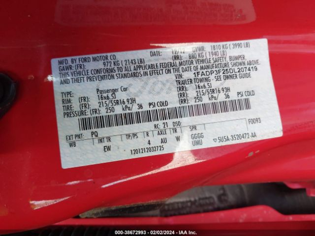 Photo 8 VIN: 1FADP3F25DL207419 - FORD FOCUS 