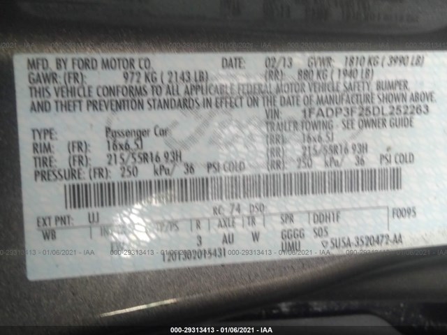 Photo 8 VIN: 1FADP3F25DL252263 - FORD FOCUS 