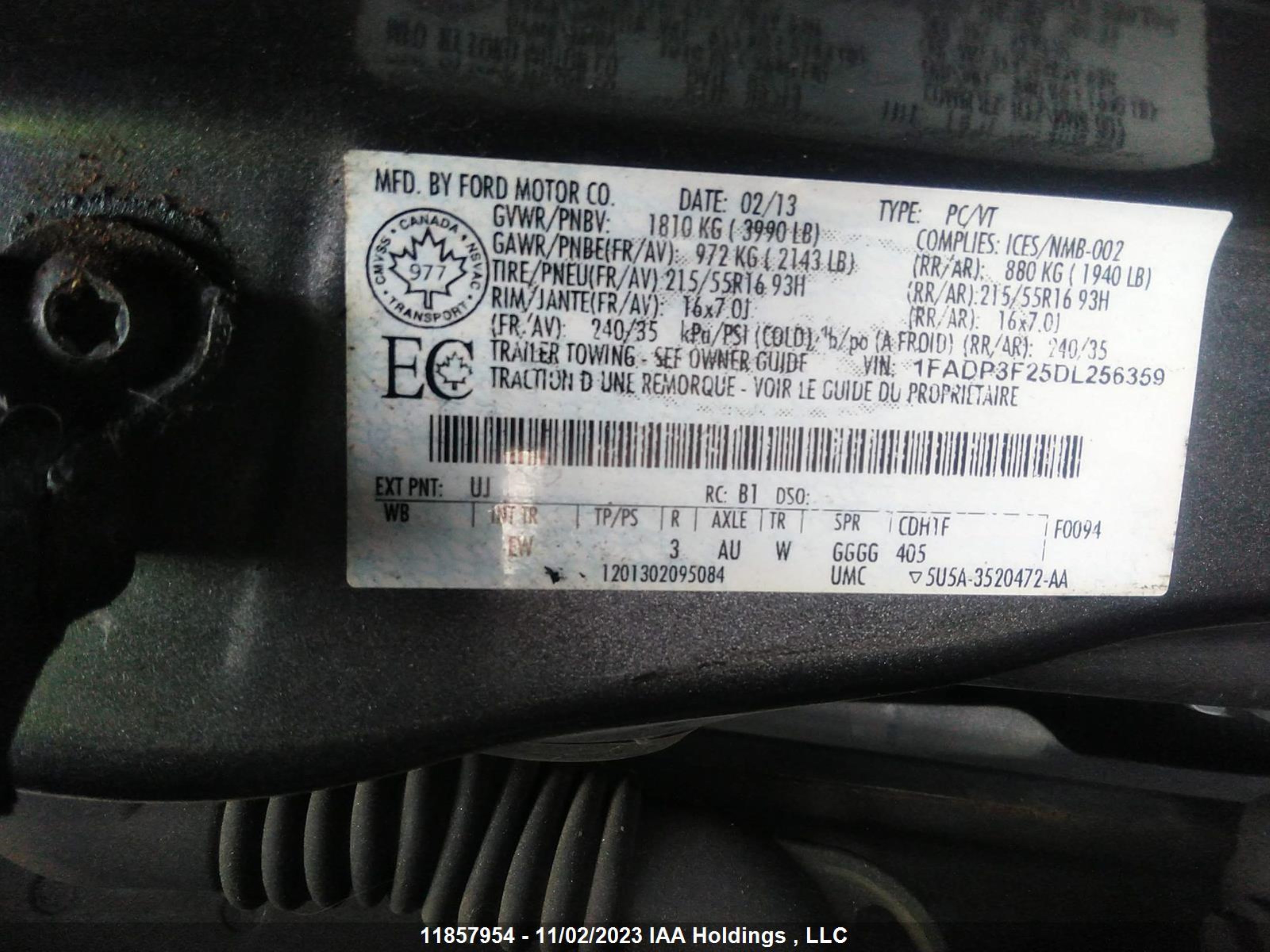 Photo 8 VIN: 1FADP3F25DL256359 - FORD FOCUS 